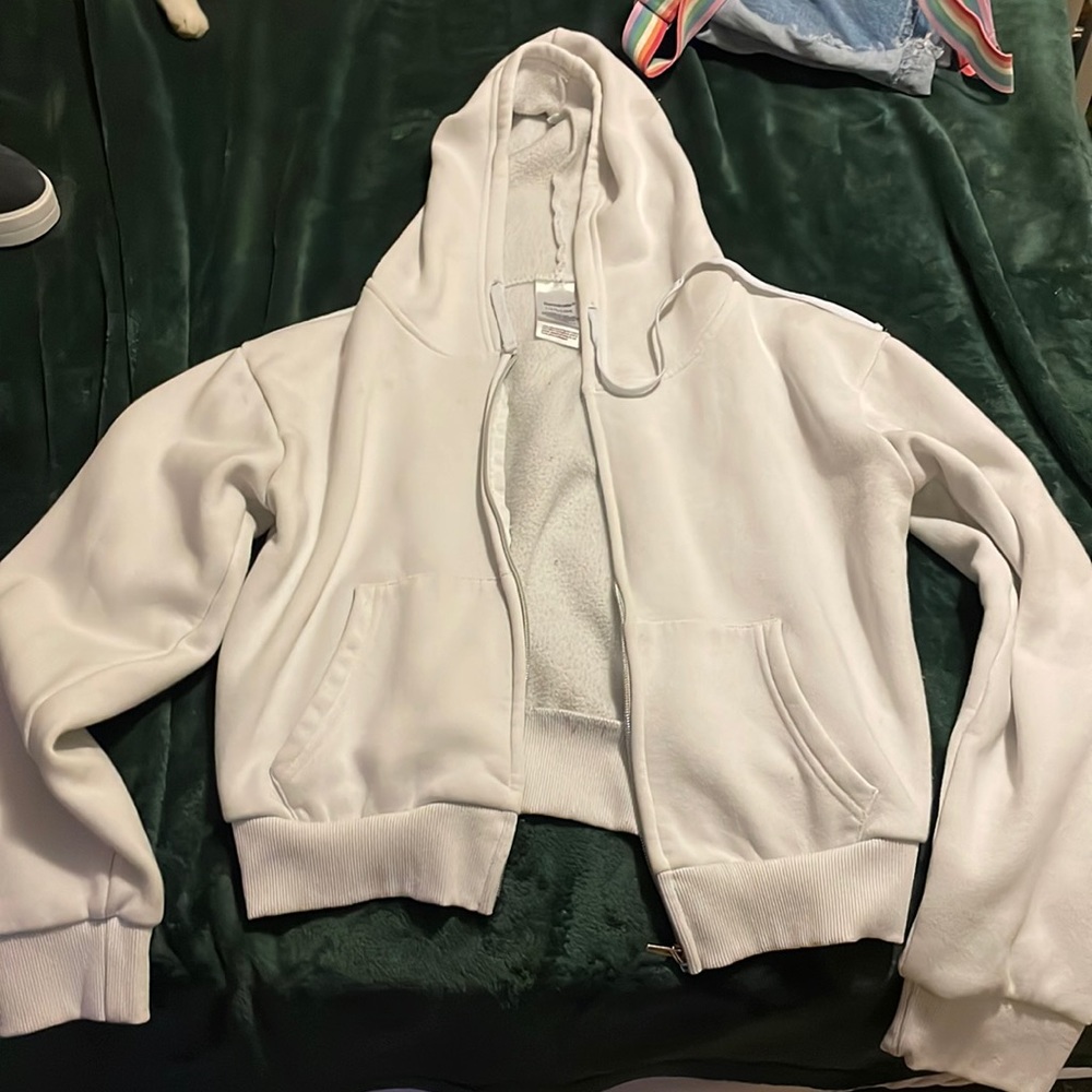 Cropped zip-up hoodie